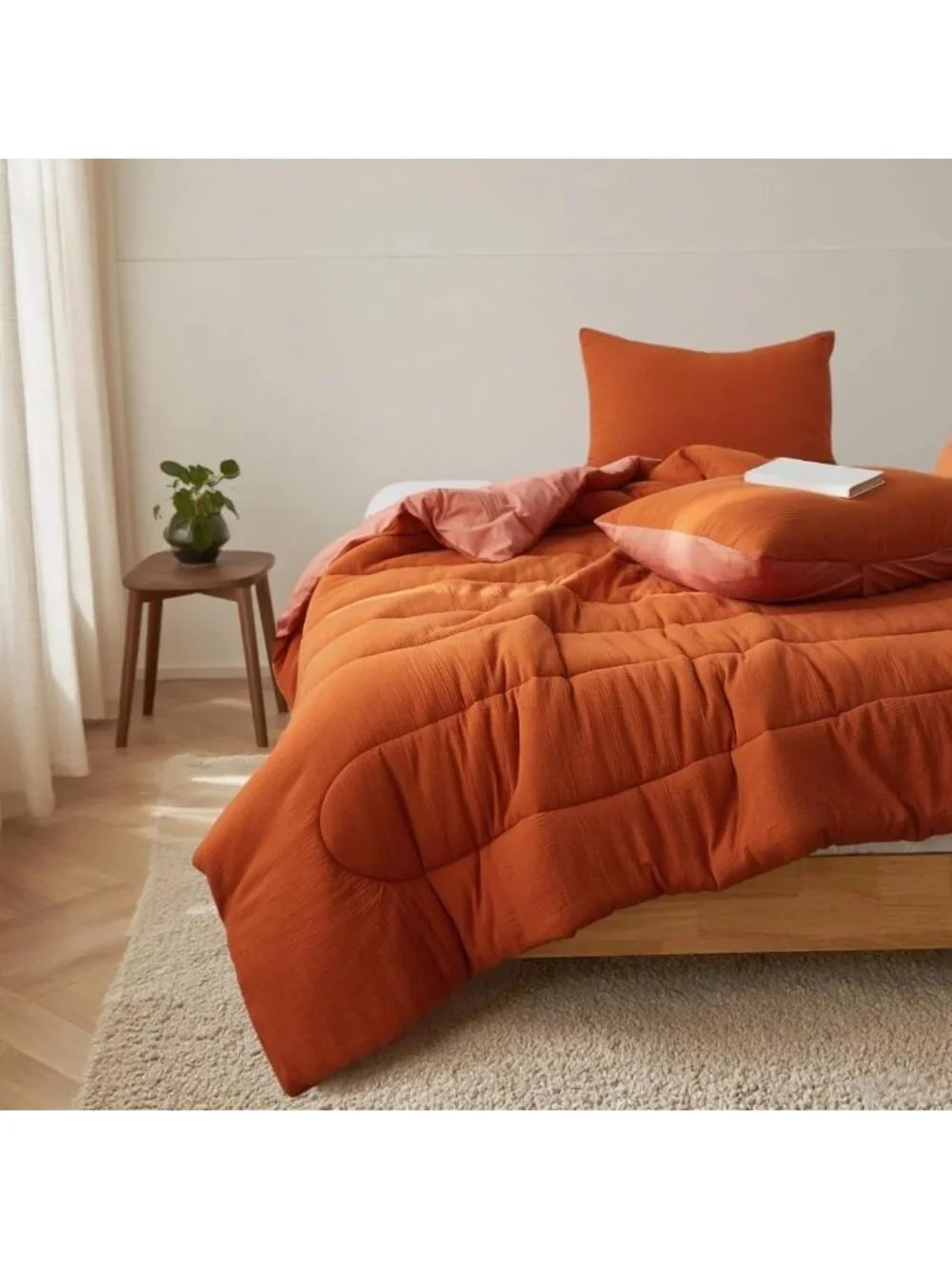 Soft Lightweight 100% Cotton Muslin Comforter Set King, 3PC All Seasons Bedding